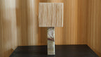 Vintage Walter Von Nessen Marble Table Lamp with Raffia Shade