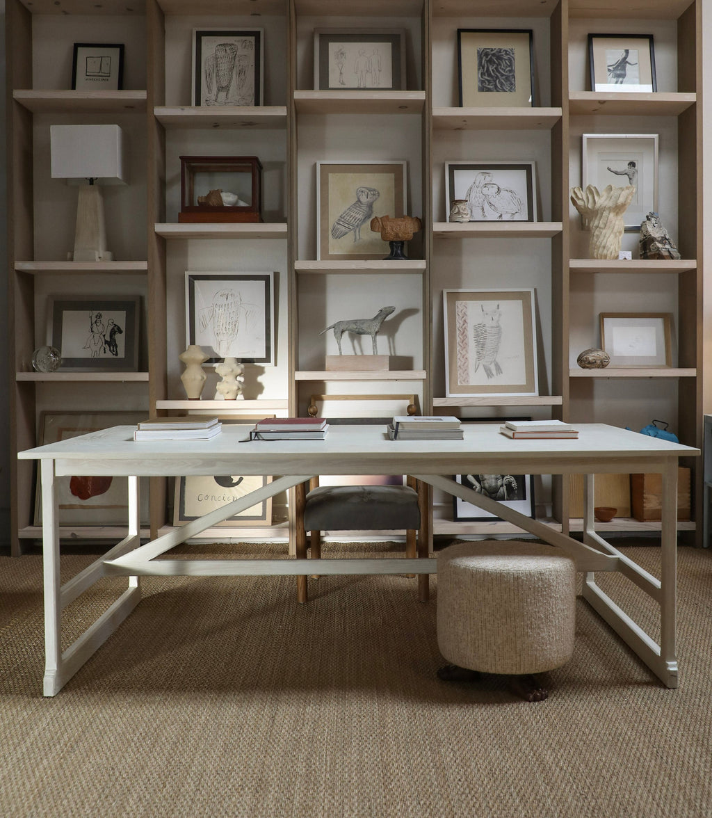 West Trestle Dining Table, Soap on Oak