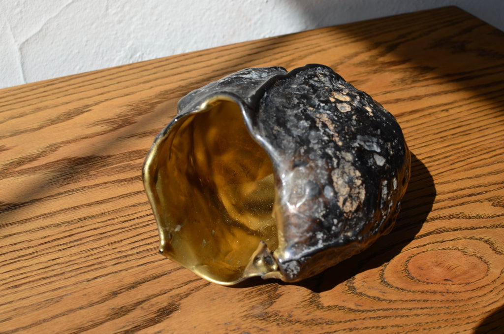 Vintage Glass Heart Sculpture, Large