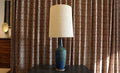 Vintage Glazed Lamp with Natural Grass Cloth Shade