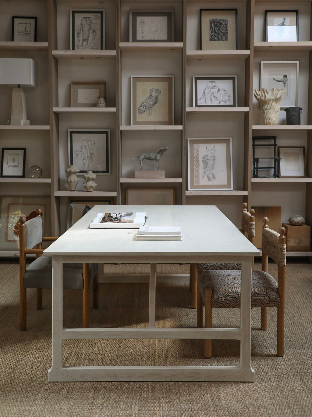 West Trestle Dining Table, Soap on Oak