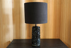 Vintage Geometric Glazed Lamp with Black Linen Shade