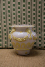 Yellow and White Ceramic Planter