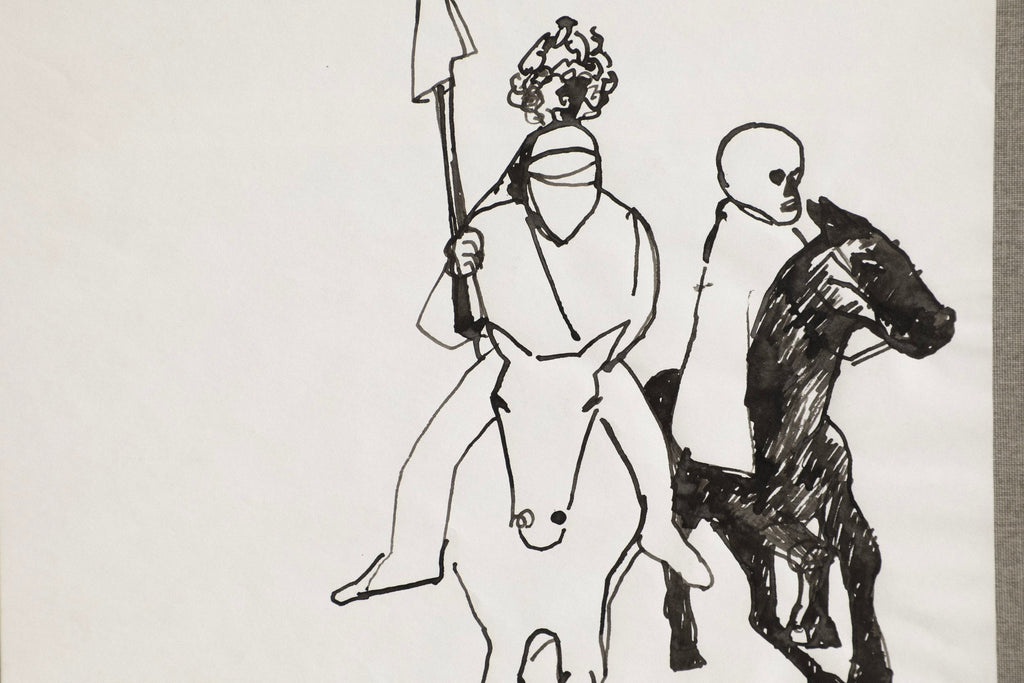 Horseback, Sketch, Ink on Paper by Edith Isaac-Rose