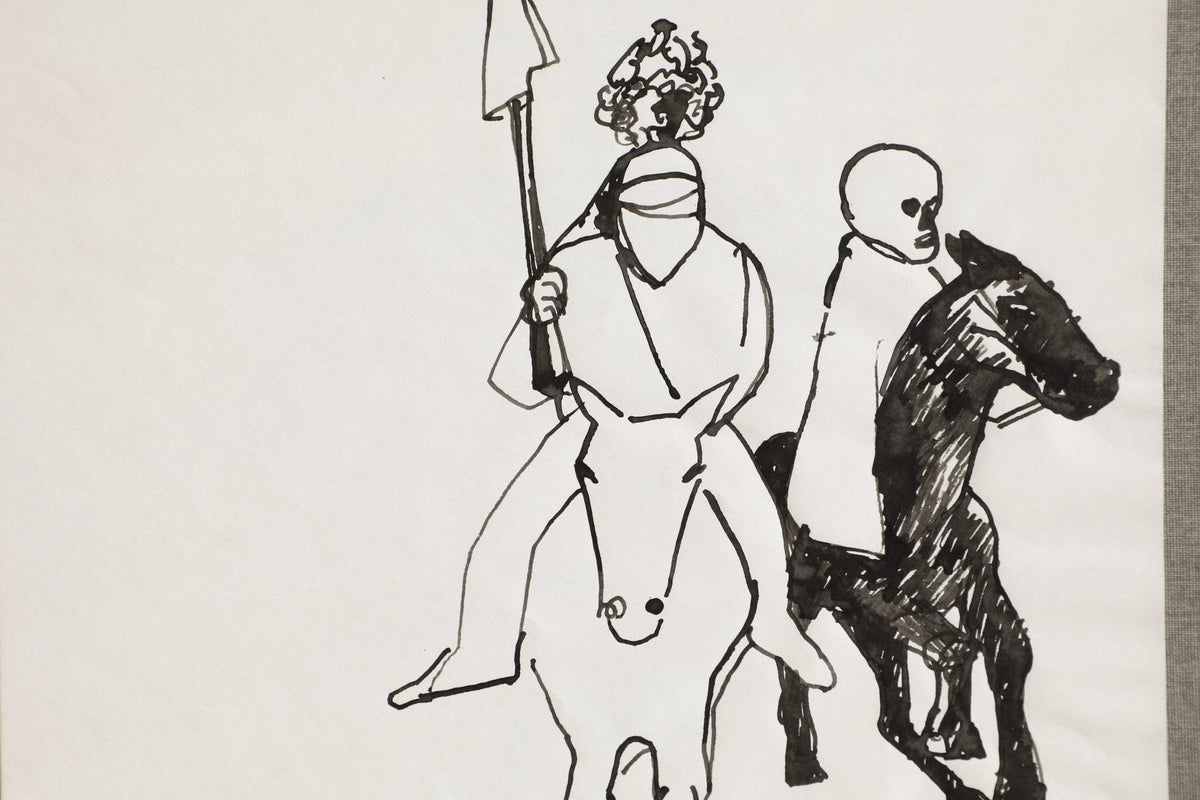 Horseback, Sketch, Ink on Paper by Edith Isaac-Rose