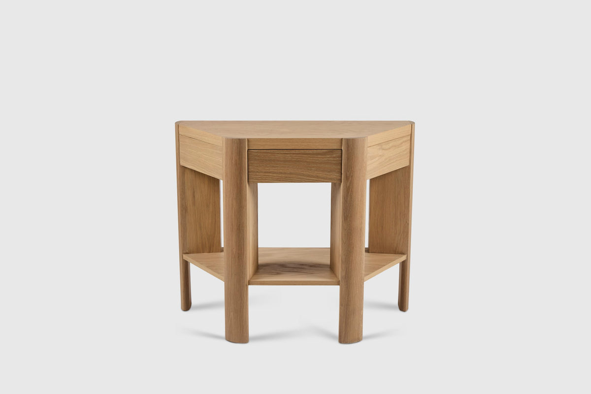 Demi-Lune Library Table, Light Fumed Oak