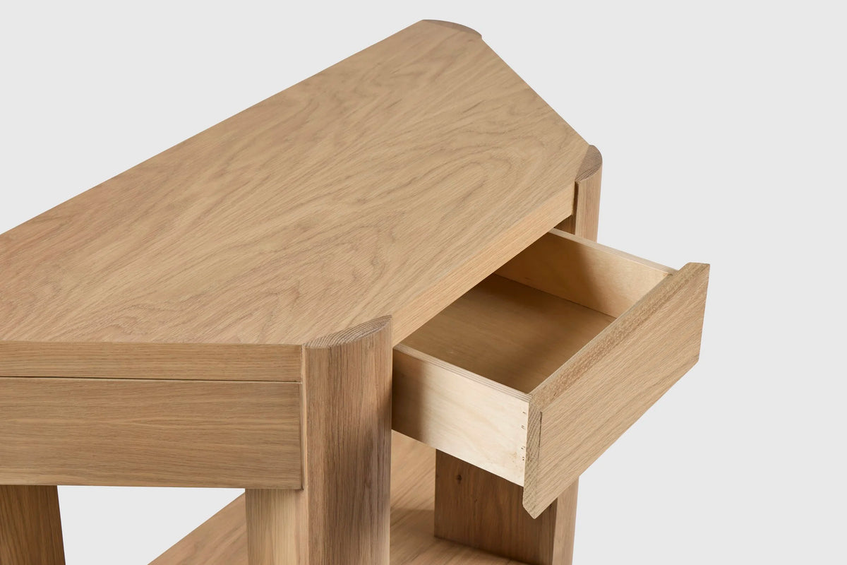 Demi-Lune Library Table, Light Fumed Oak