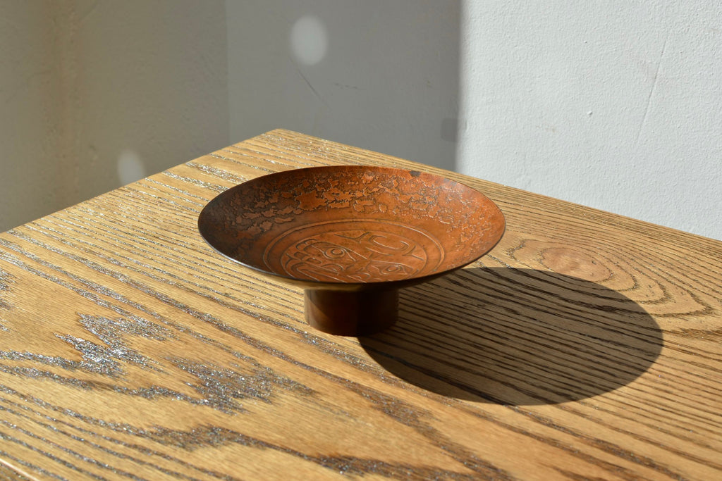 Vintage Small Copper Footed Bowl with Namgis Engraving