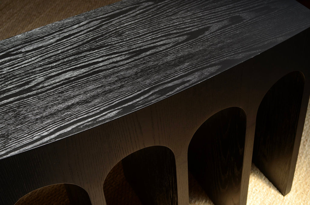 Arcade Console 48", Ebony on Oak