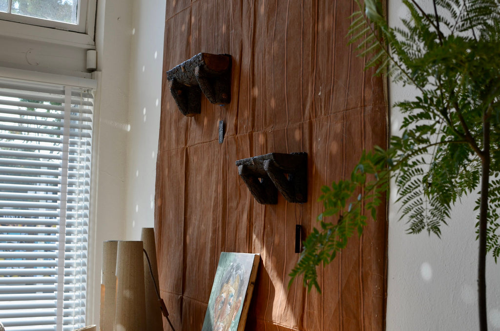 Vintage 1970s Faux Bois Plaster Wall Shelf, Small