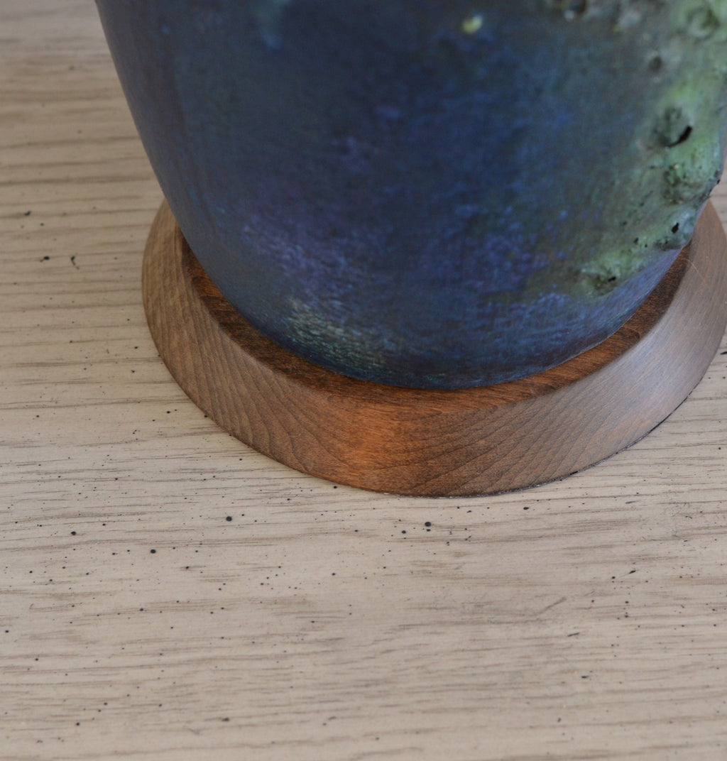 Vintage Glazed Lamp with Natural Grass Cloth Shade