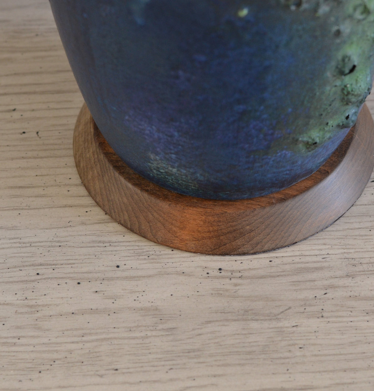Vintage Glazed Lamp with Natural Grass Cloth Shade