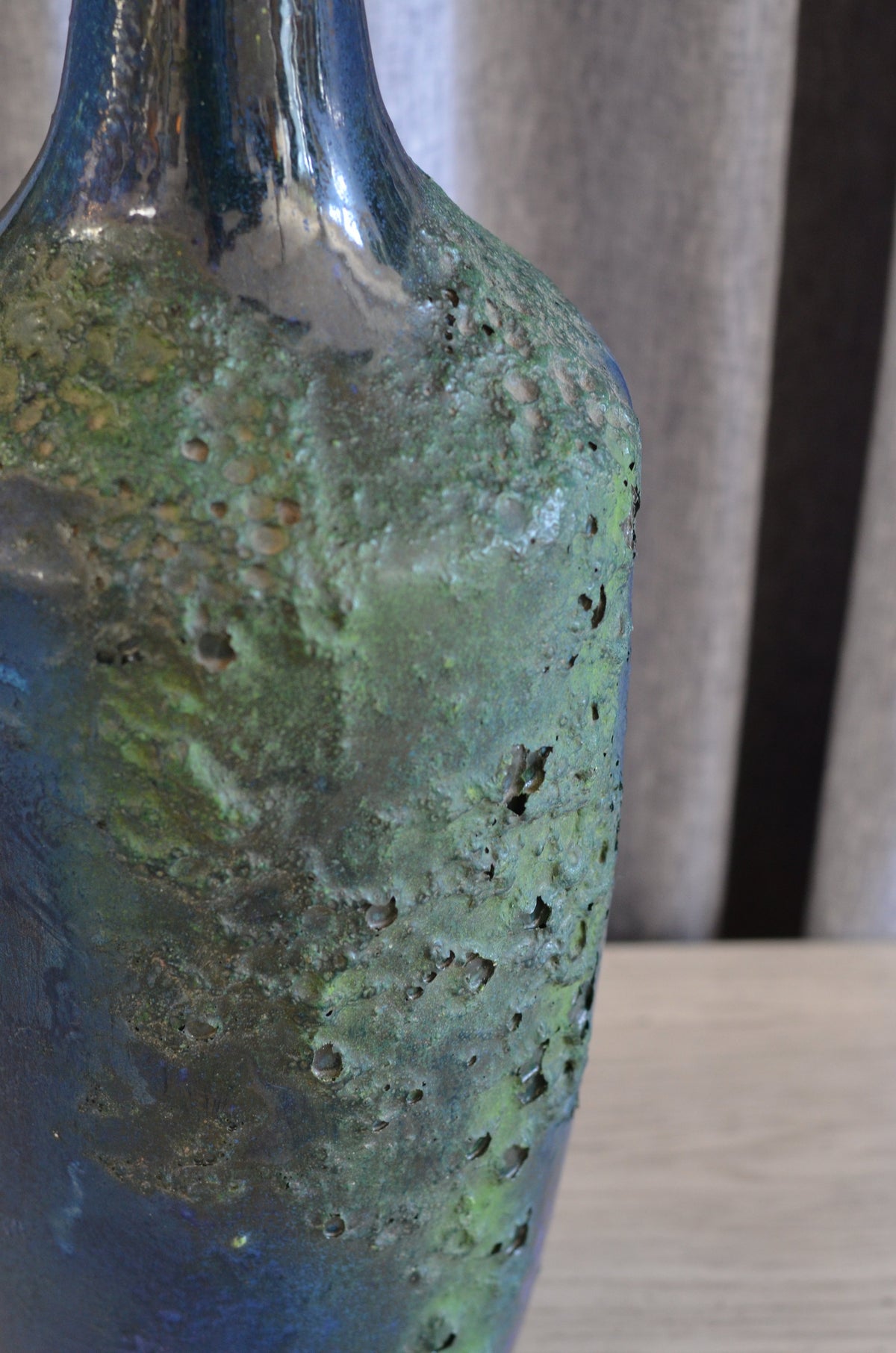 Vintage Glazed Lamp with Natural Grass Cloth Shade