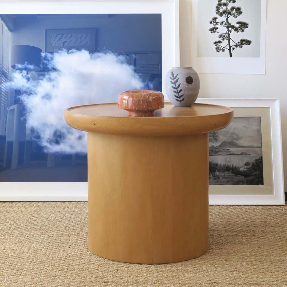 Findley Oval Tall Side Table, Natural Pine Prototype