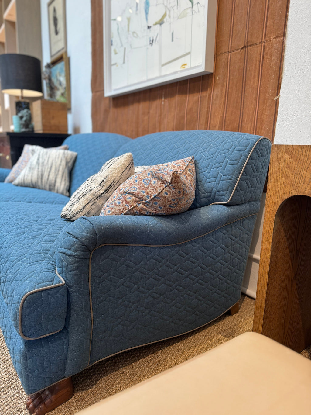 Lupa Sofa 84", Blue Quilted