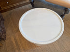 Findley Round Tall Side Table, Canvas on Oak