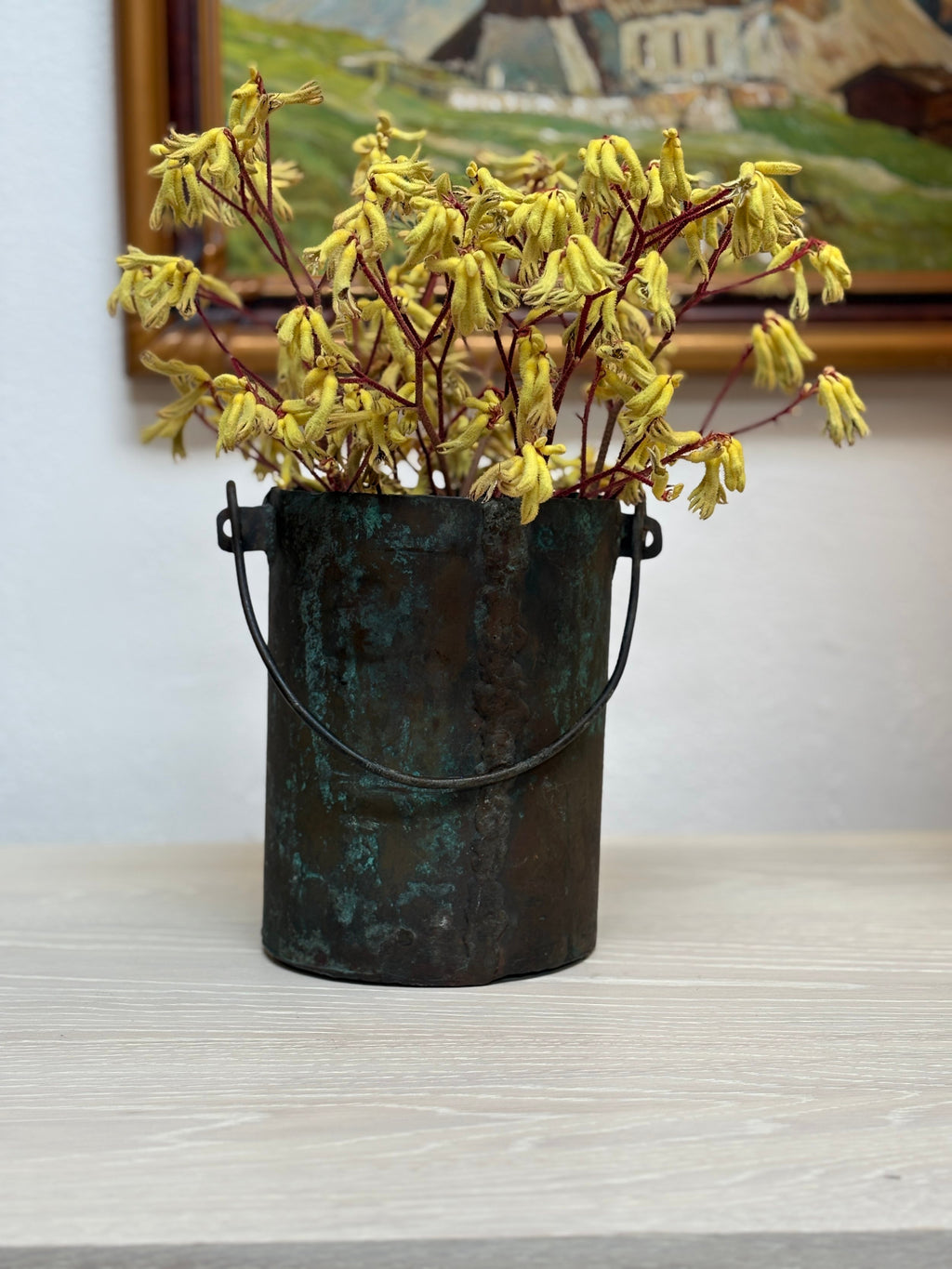 Handmade Verdigris Copper Bucket