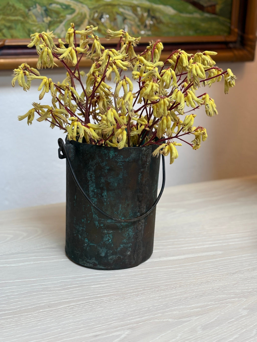 Handmade Verdigris Copper Bucket