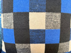 Blue, Black, Cream and Gray Check Pillow
