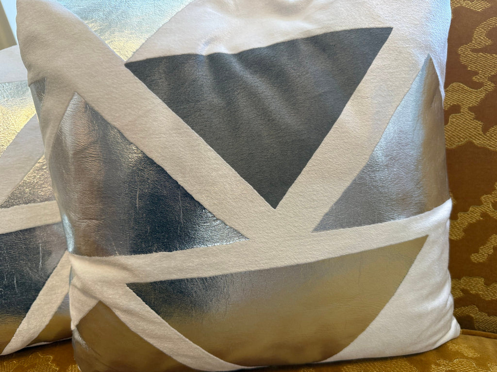 Silver Foil on Velvet Pillow
