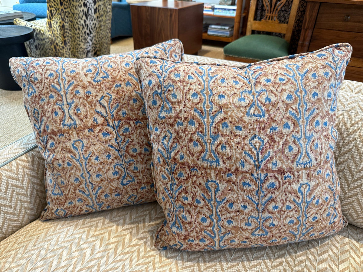 Linen Ikat Print Pillow with Self Welt