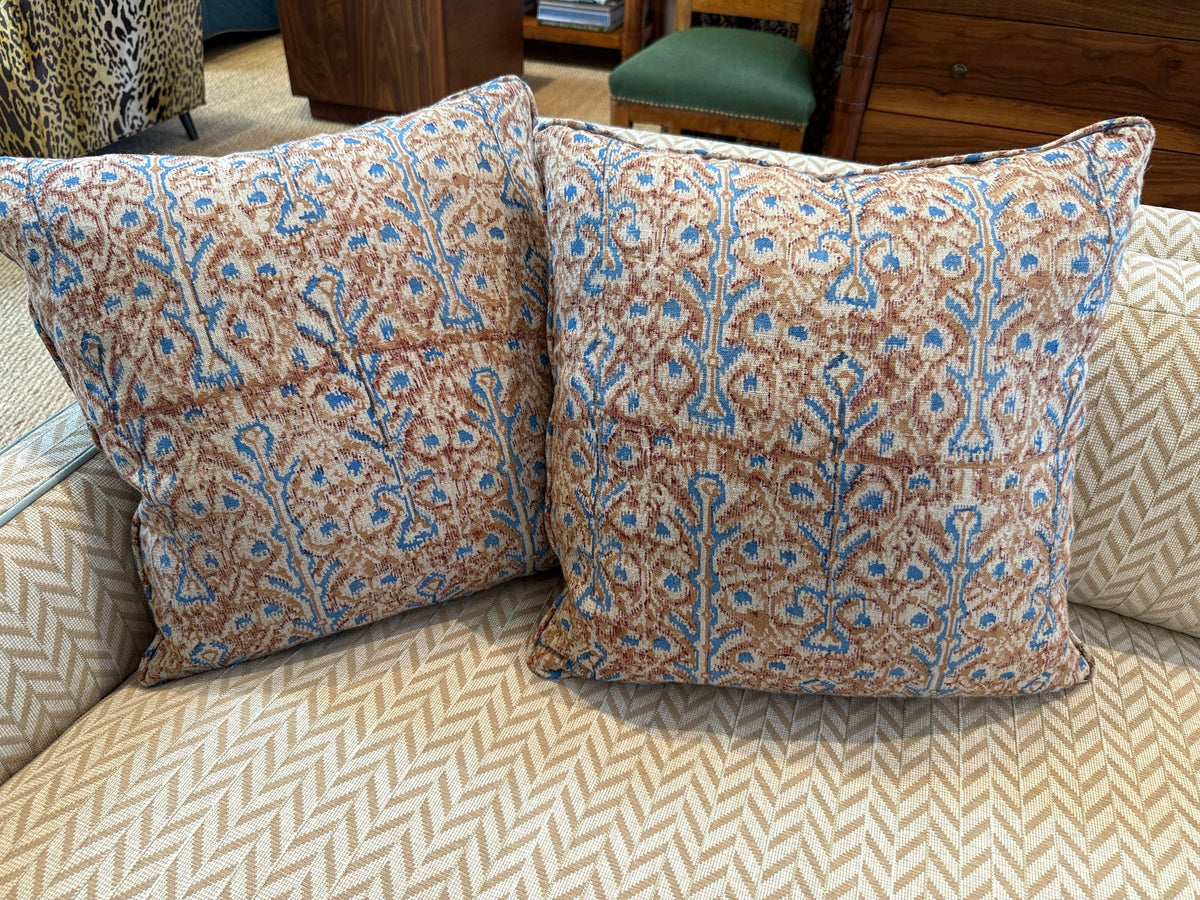 Linen Ikat Print Pillow with Self Welt