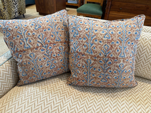 Linen Ikat Print Pillow with Self Welt