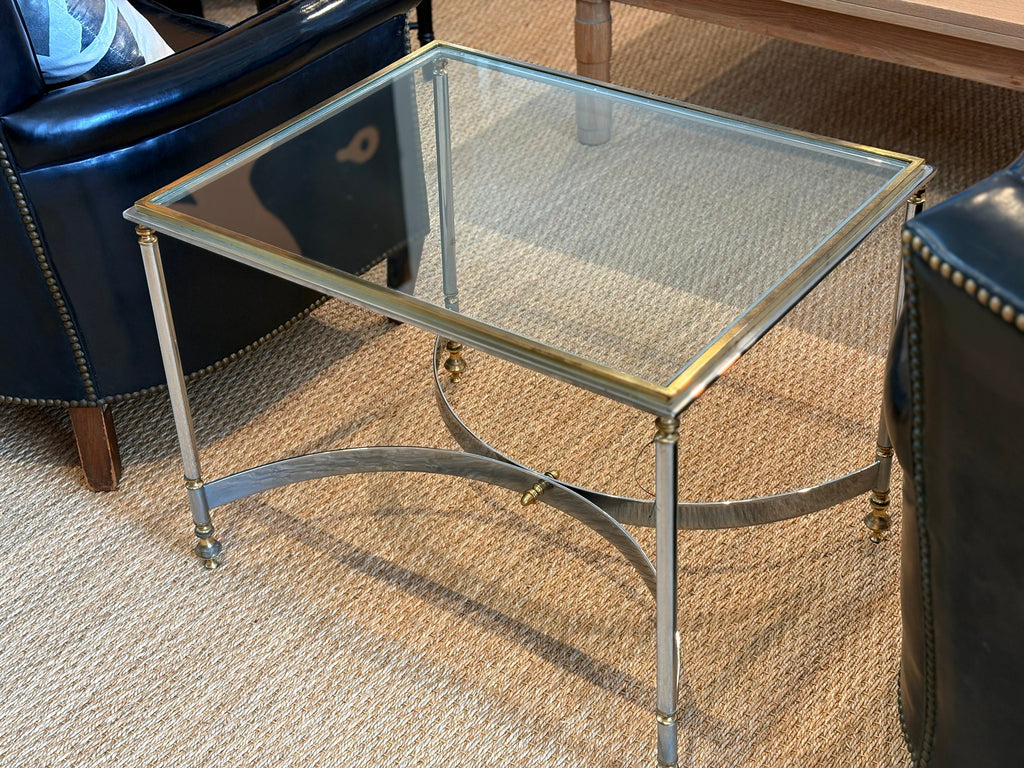 Vintage Brass and Chrome Coffee Table with Demi Lune Base
