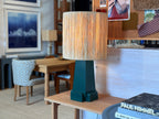 Cross Base Lamp, Green with Rush Shade