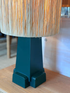 Cross Base Lamp, Green with Rush Shade