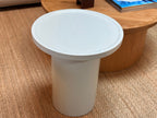 Findley Round Tall Side Table, Canvas on Oak