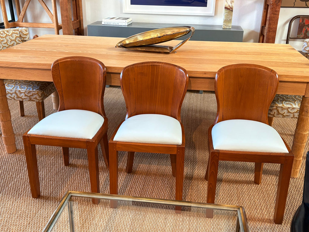 Vintage Wood Chairs with Upholstered Seats, Set of Four