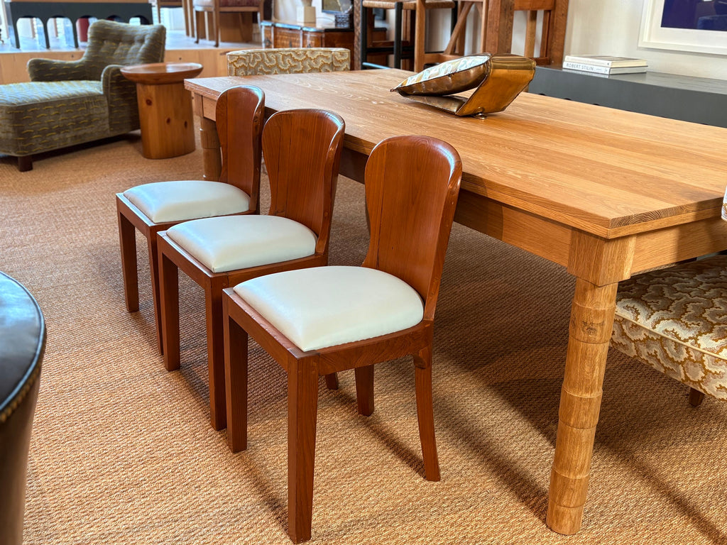 Vintage Wood Chairs with Upholstered Seats, Set of Four