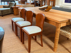 Vintage Wood Chairs with Upholstered Seats, Set of Four
