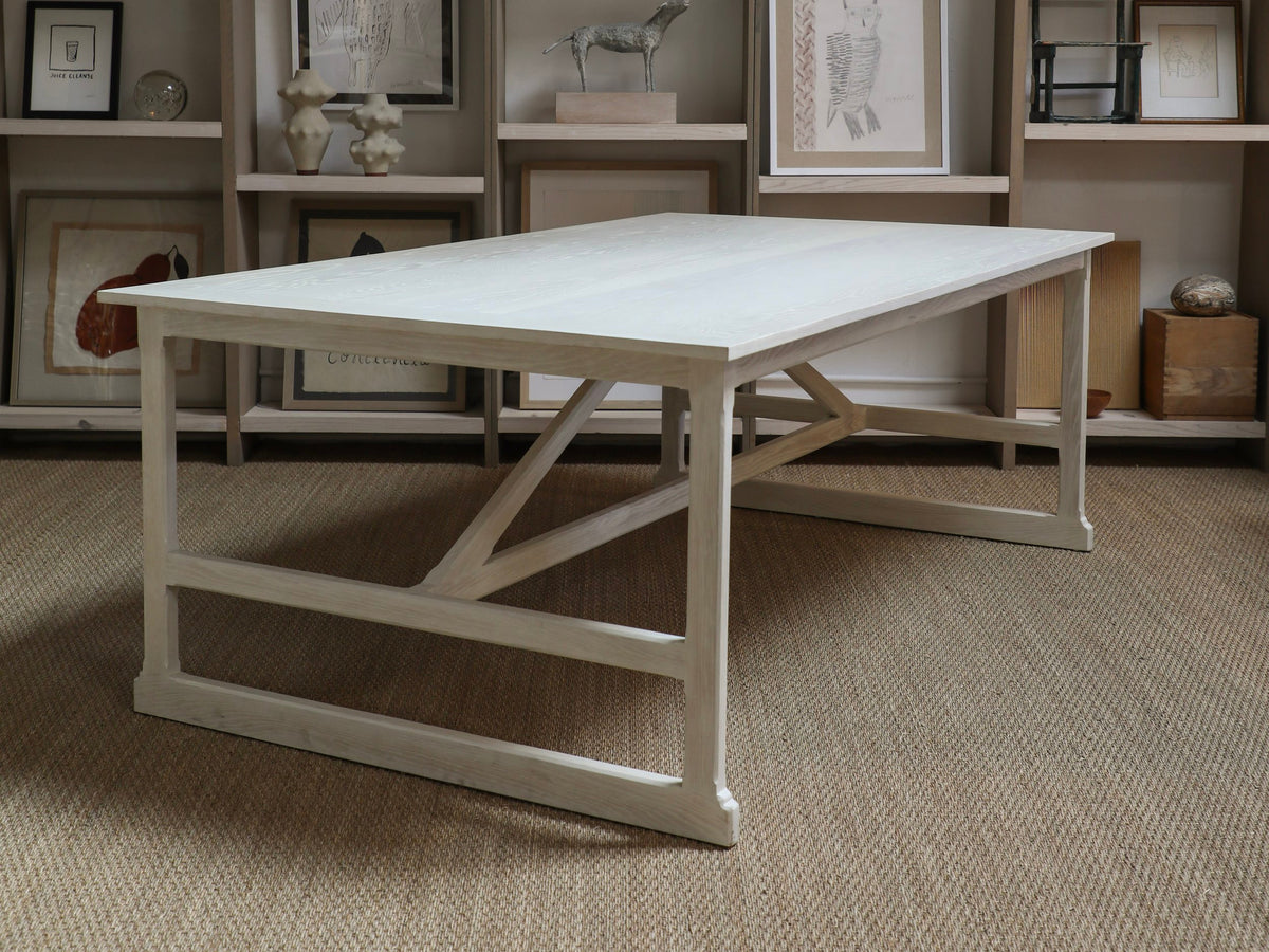 West Trestle Dining Table, Soap on Oak