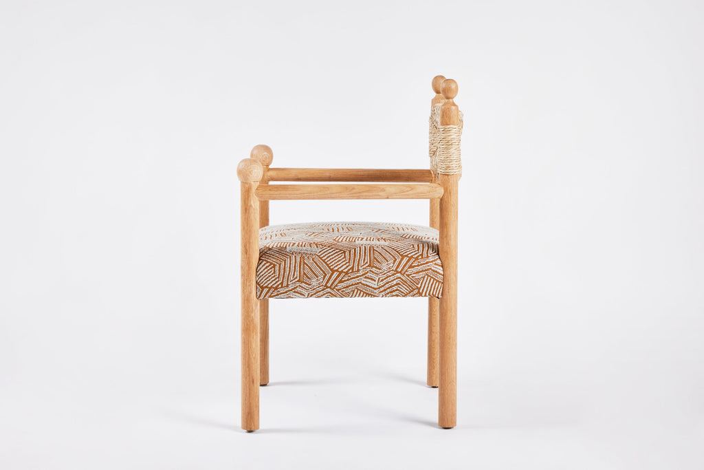 Sydney Dining Chair Arms, Rush Back and Upholstered Seat