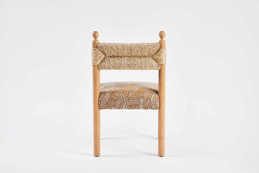 Sydney Dining Chair Arms, Rush Back and Upholstered Seat