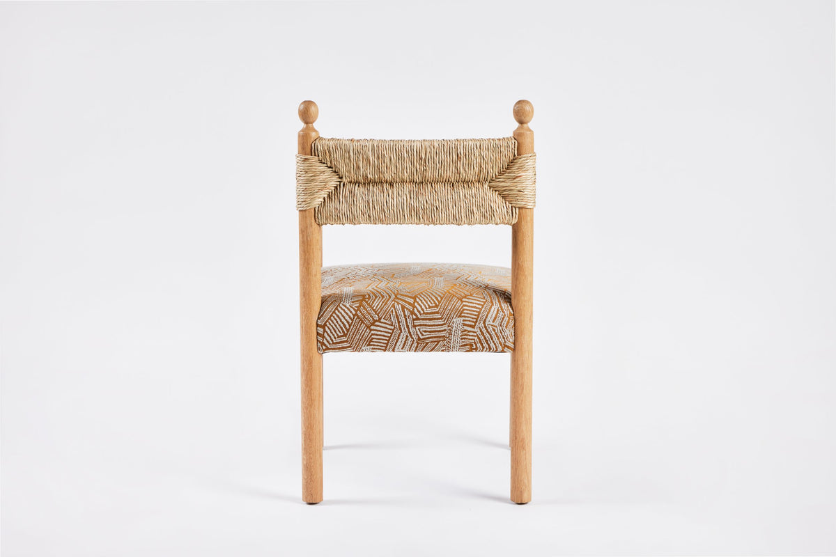 Sydney Dining Chair Arms, Rush Back and Upholstered Seat