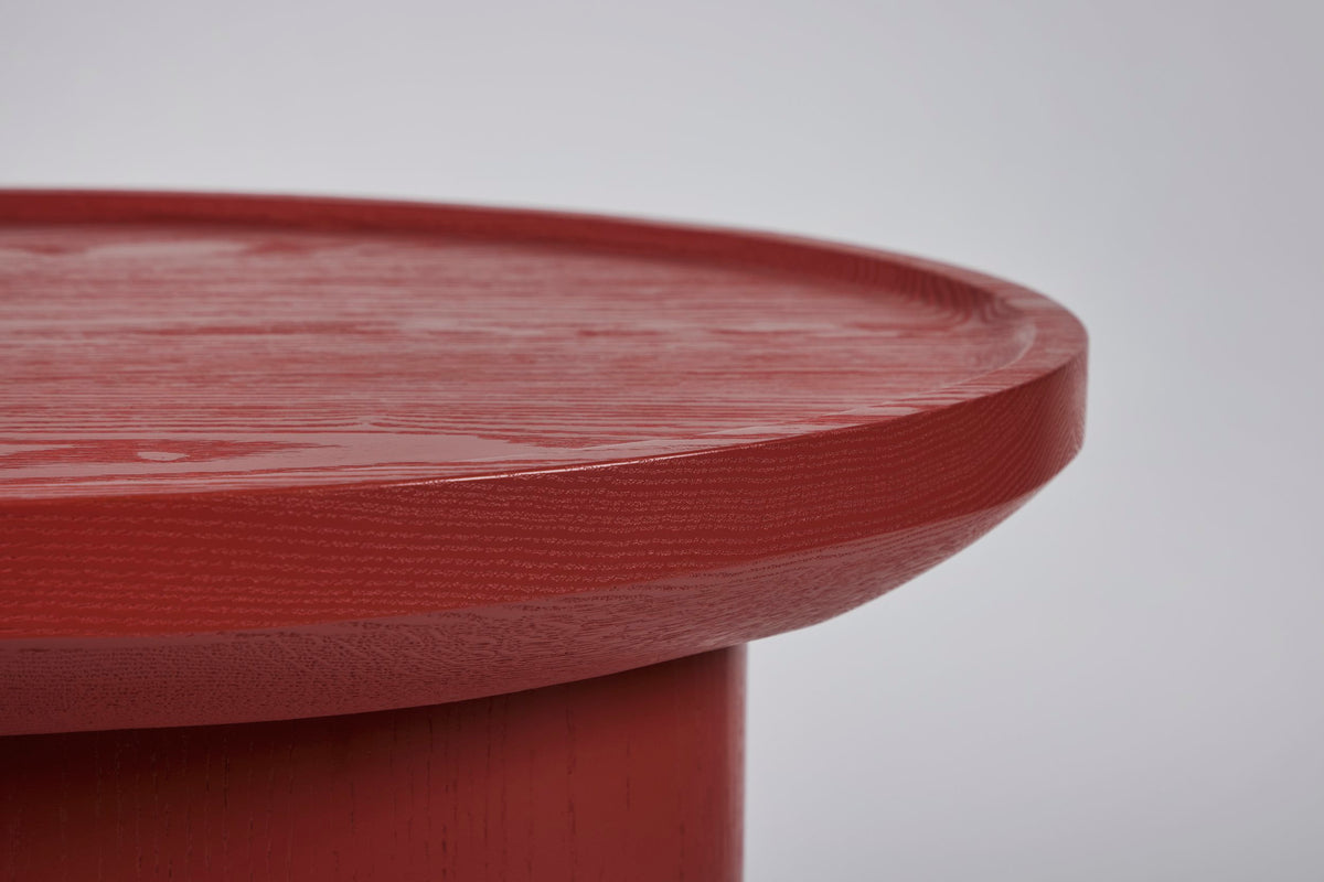 Findley Oval Tall Side Table, Rosso on Oak