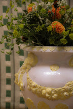 Yellow and White Ceramic Planter